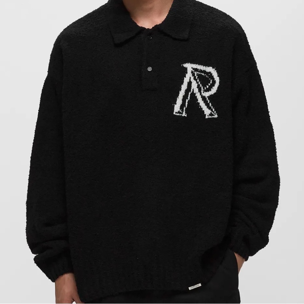 Represent Black Boucle Polo Sweater Sz small Brand NWT - Picture 7 of 8
